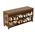 NNETM 2-Tier Bamboo Shoe Rack Bench - Dustproof Storage - SuperSaverAU - view 1