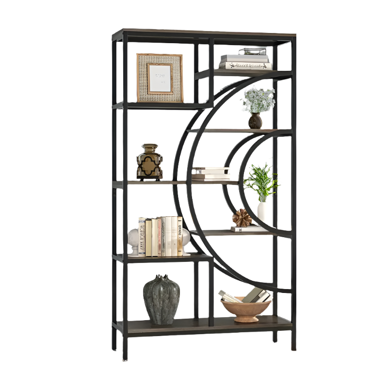 NNETMLT 8-Tier 71-Inch Industrial Geometric Bookcase in Gray - SuperSaverAU - view 1