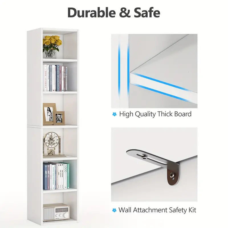 NNETMLT 6-Tier Cube Display Shelf - 70.9 Inch Tall Narrow Bookcase - SuperSaverAU - view 5