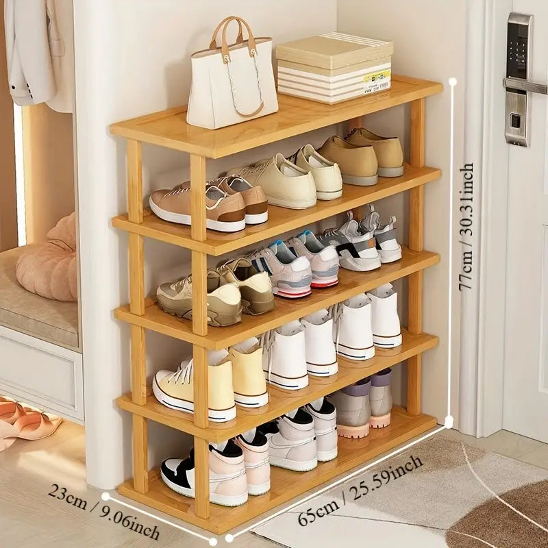 NNETM Bamboo 5-Tier Shoe Rack - Space-Saving Storage