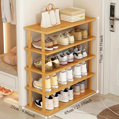 NNETM Bamboo 5-Tier Shoe Rack - Space-Saving Storage