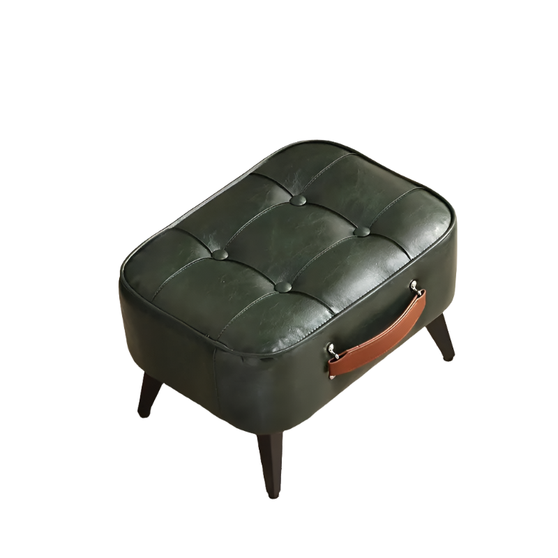 NNETM Plush Vintage Short Stool - Green Black Upholstered Seat - SuperSaverAU - view 1