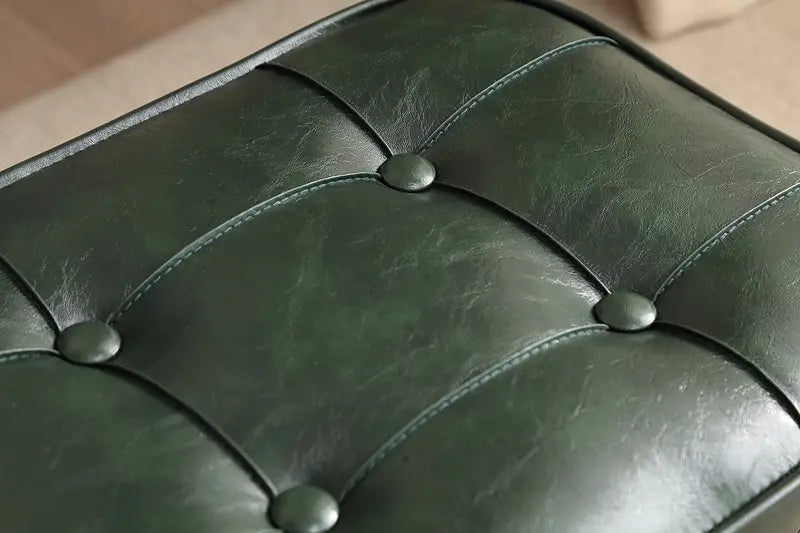 NNETM Plush Vintage Short Stool - Green Black Upholstered Seat - SuperSaverAU - view 9