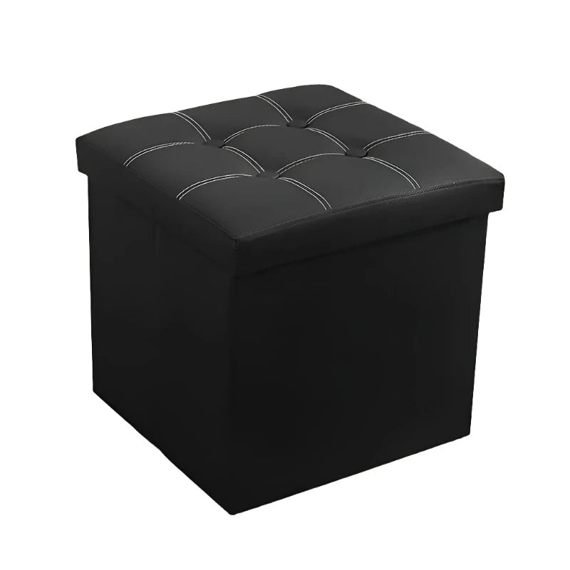 NNETM Black Faux Leather Storage Ottoman - 55L - SuperSaverAU - view 1