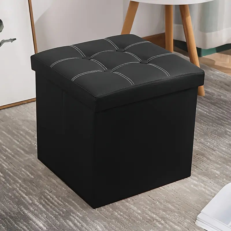 NNETM Black Faux Leather Storage Ottoman - 55L - SuperSaverAU - view 2
