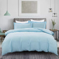 Premium Cotton Doona Duvet Quilt Cover Set with Soft Pillowcases - Aqua, Super King