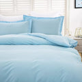 Premium Cotton Doona Duvet Quilt Cover Set with Soft Pillowcases - Aqua, Super King