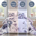 Premium Purple Floral 3 Piece Microfiber Comforter Set - King