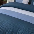 Premium Navy Blue Striped 3 Piece Microfiber Comforter Set - King