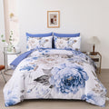 Premium Plush Floral 3 Piece Microfiber Comforter Set - King