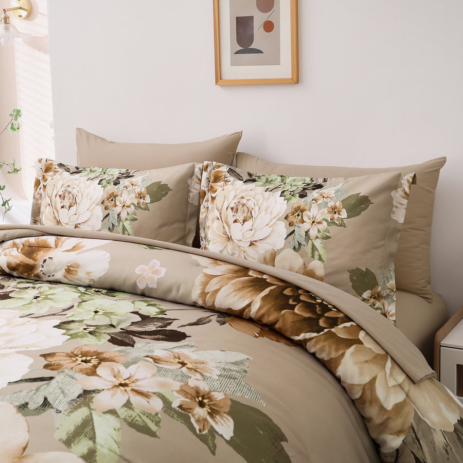 Cozy Floral Comforter Set, King Size, 3-Piece with Pillowcases, Machine Washable - SuperSaverAU - view 1