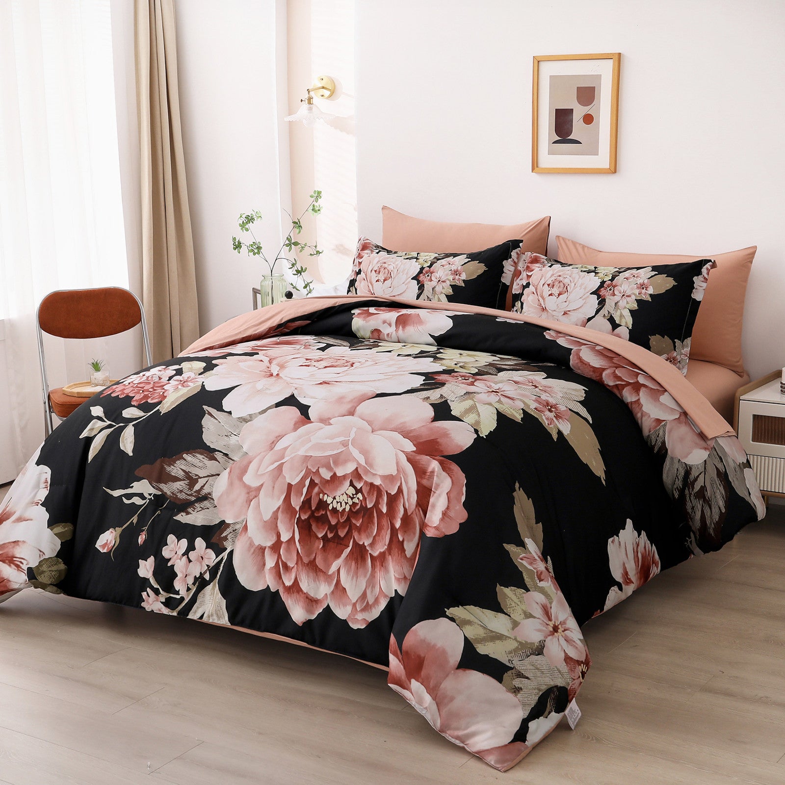 Premium Soft Floral 3 Piece Microfiber Comforter Set - King