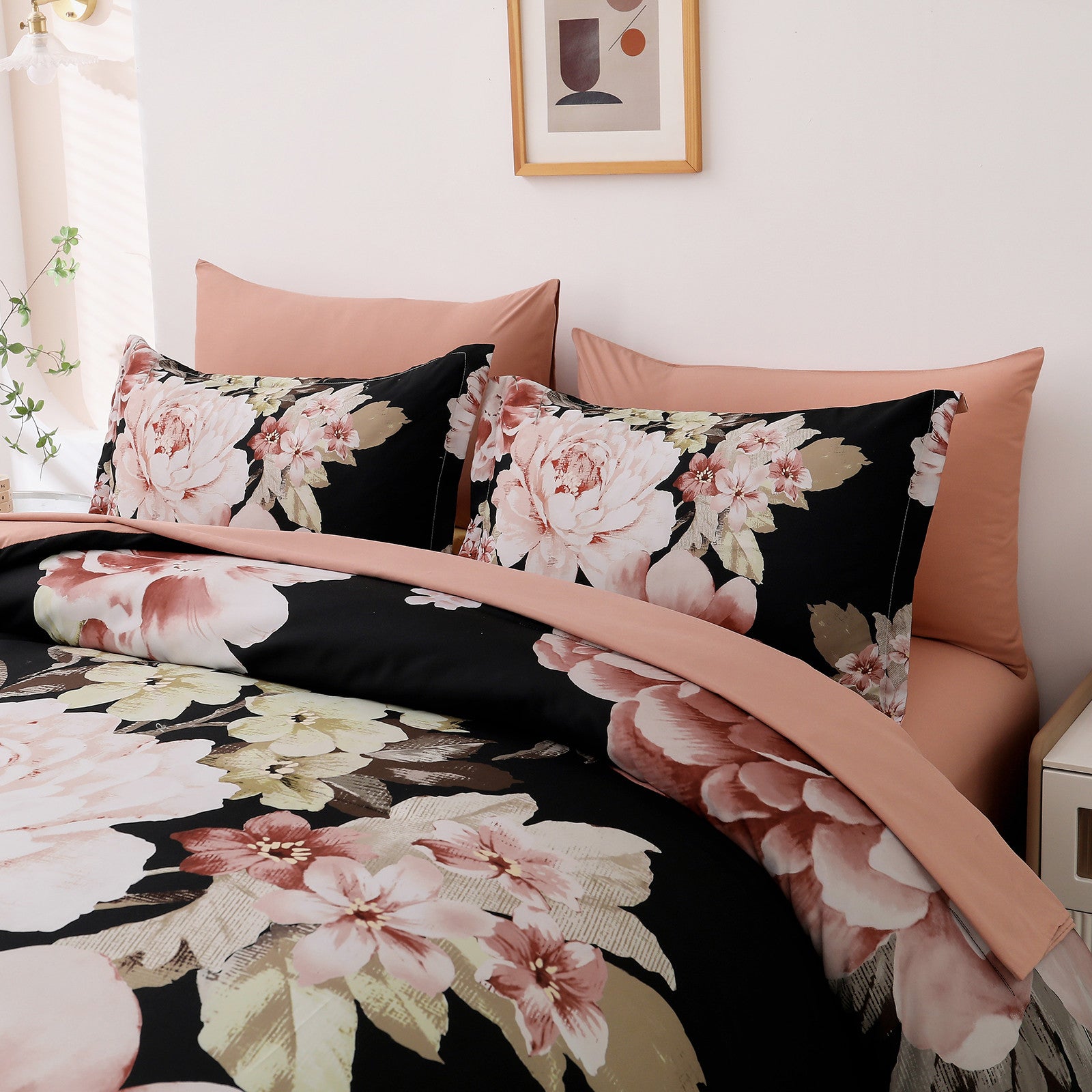 Premium Soft Floral 3 Piece Microfiber Comforter Set - King