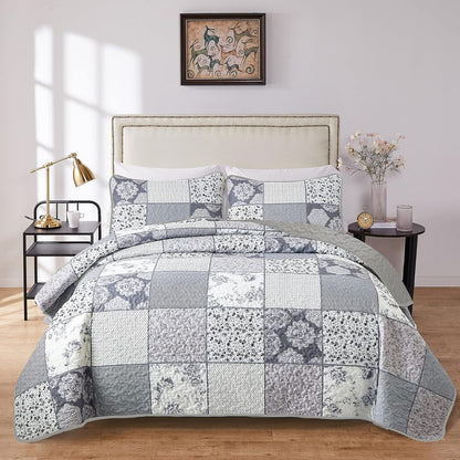 3-Piece Quilt Bedspread Set Queen Size - Lightweight Reversible Coverlet