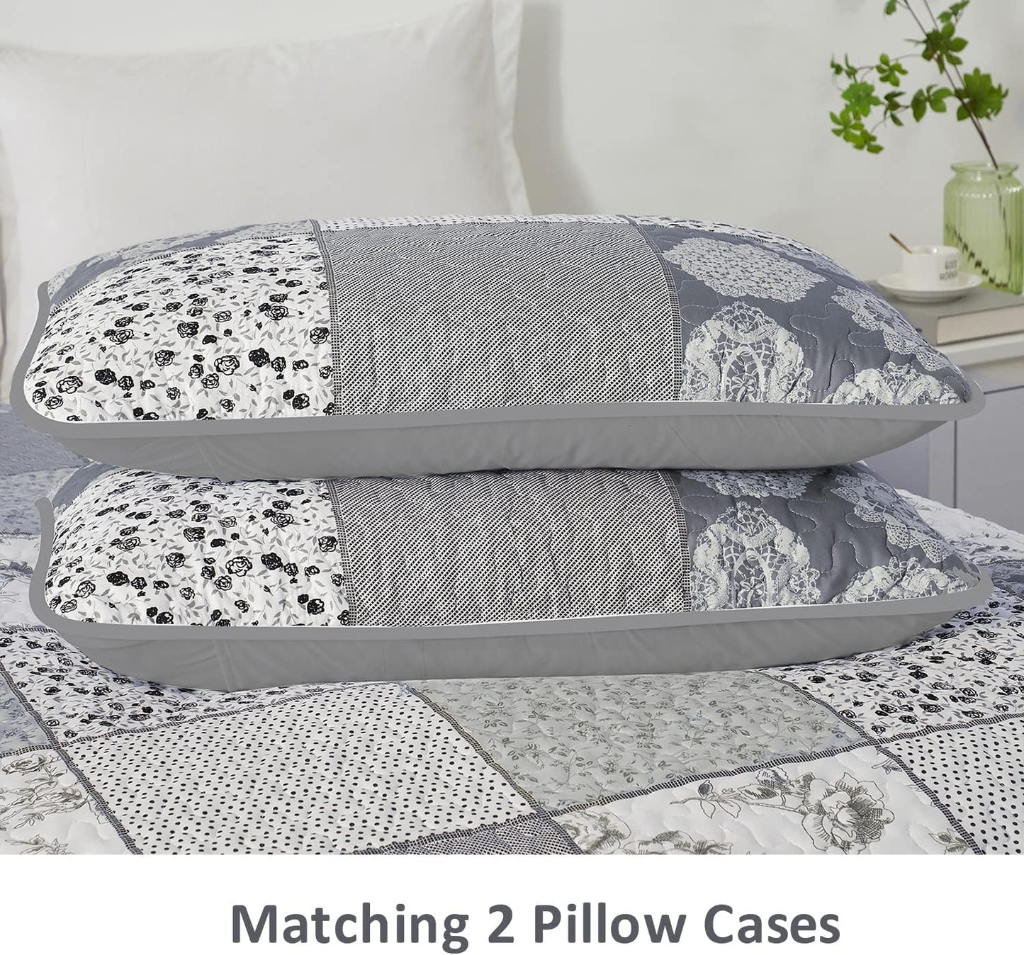 3-Piece Quilt Bedspread Set Queen Size - Lightweight Reversible Coverlet