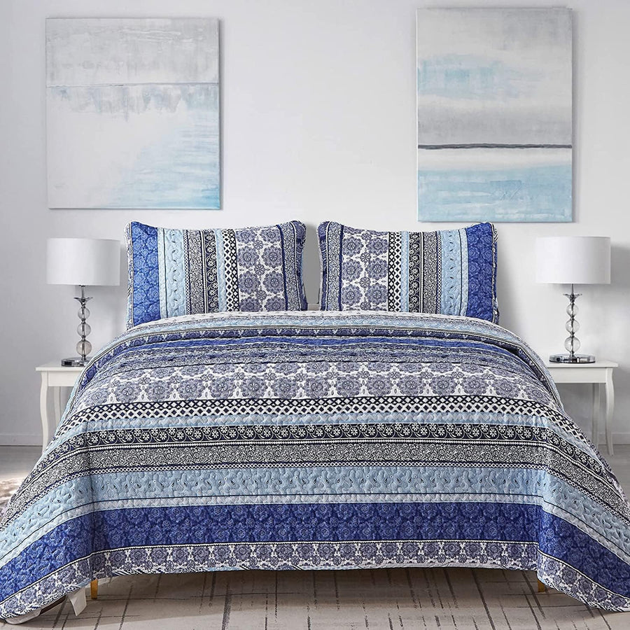 3-Piece Quilt Bedspread Set Queen Size Coverlet Lightweight Reversible - SuperSaverAU - view 1