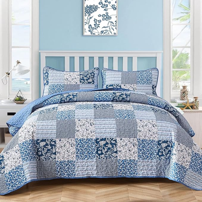 Premium Vintage-Inspired Big Check Comforter Set - Queen