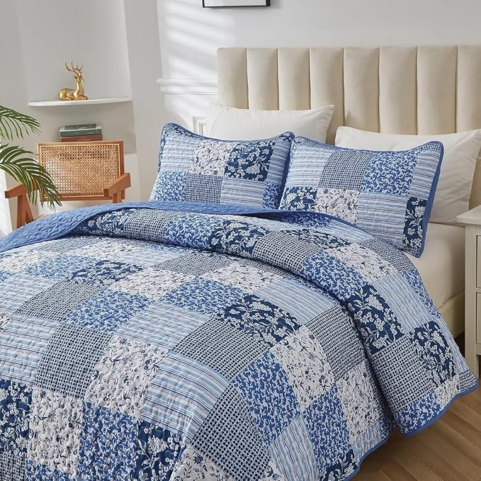 Premium Vintage-Inspired Big Check Comforter Set - Queen