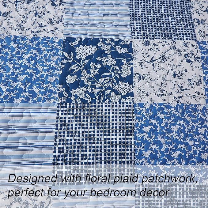 Premium Vintage-Inspired Big Check Comforter Set - Queen
