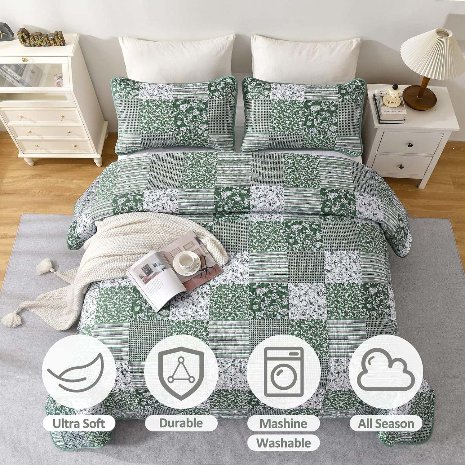 Premium Delightful Reversible Quilt Bedspread Set - Queen