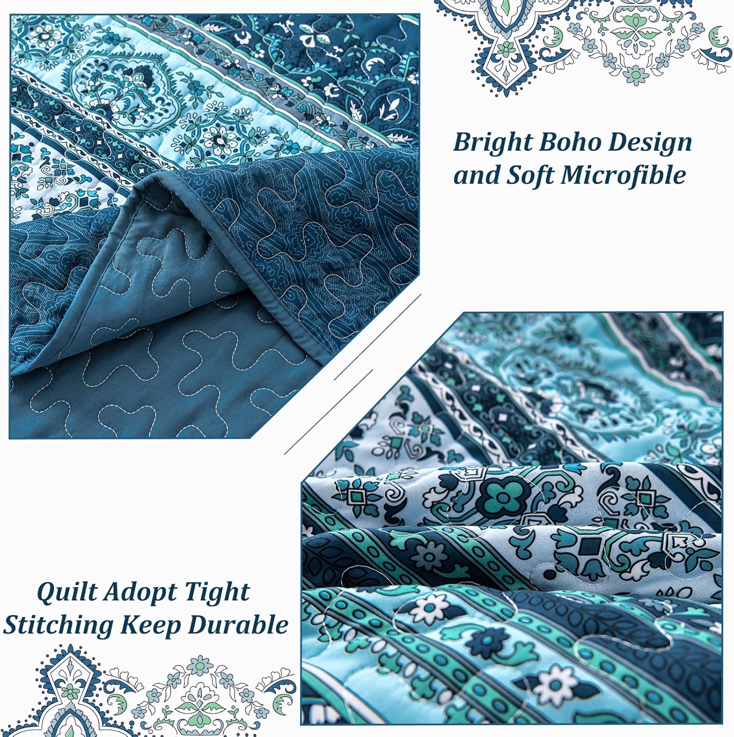 Premium Opalescent Reversible Quilt Bedspread Set - Queen