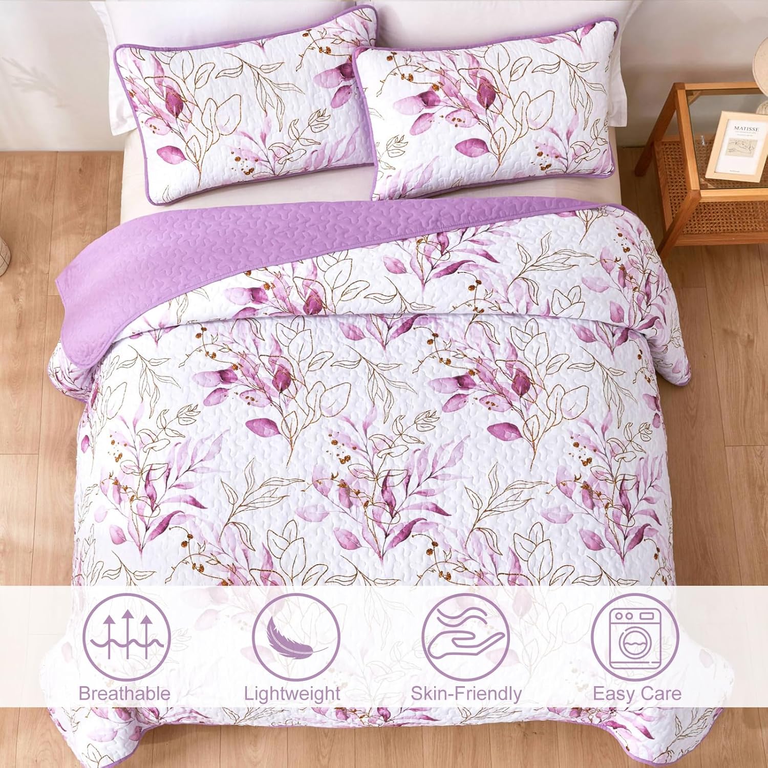 Premium Unique Reversible Quilt Bedspread Set - Queen