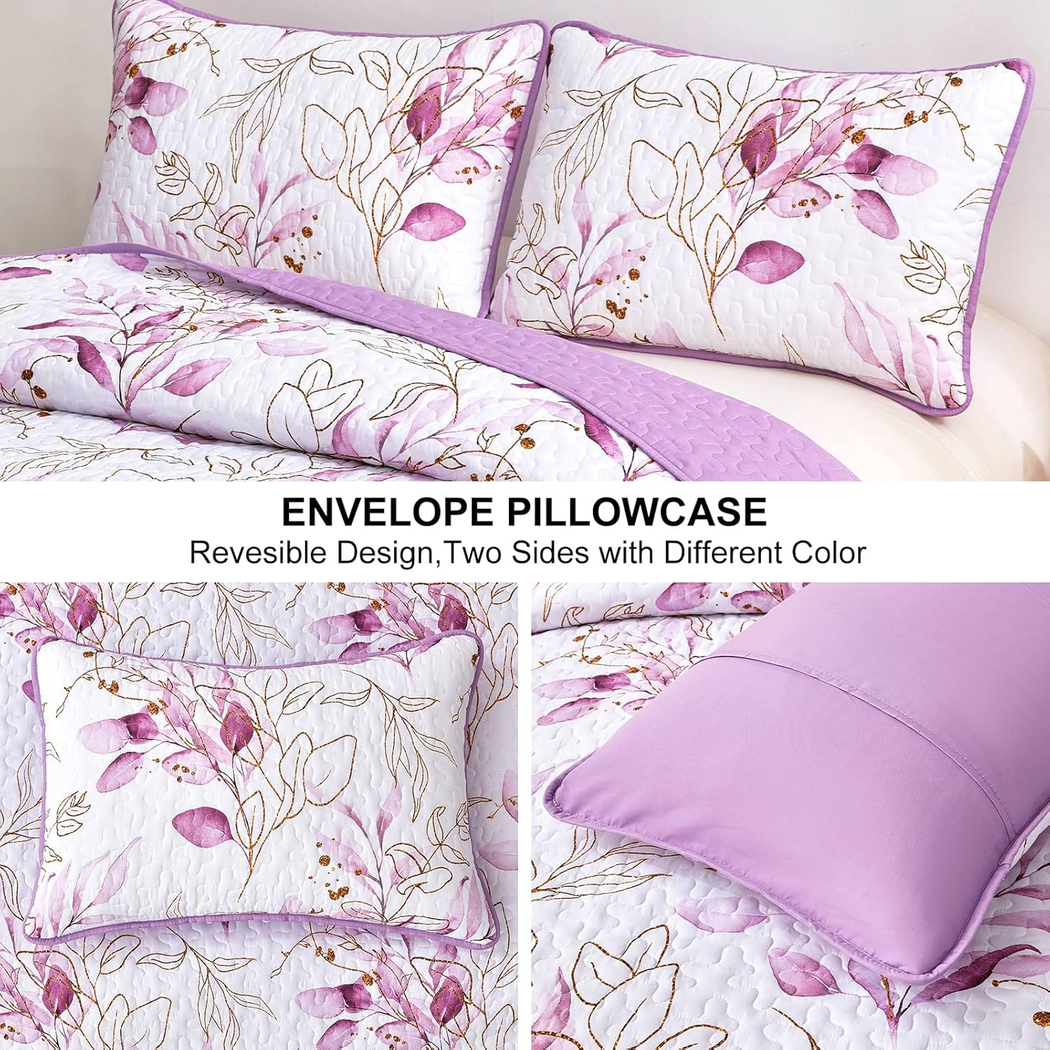 Premium Unique Reversible Quilt Bedspread Set - Queen