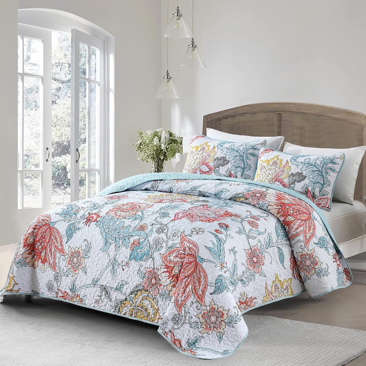 3-Piece Quilt Bedspread Set Queen Size Coverlet Lightweight Reversible - SuperSaverAU - view 1