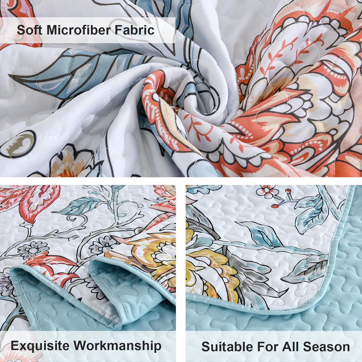 3-Piece Quilt Bedspread Set Queen Size Coverlet Lightweight Reversible - SuperSaverAU - view 2