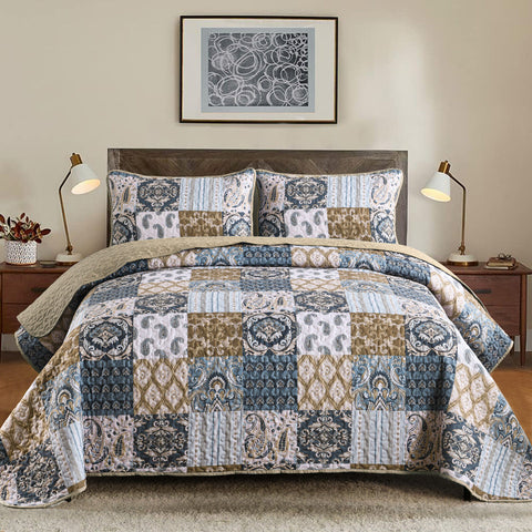 Premium Retro Charm Bold Checkered Comforter Set - Queen