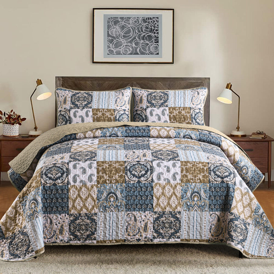 Premium Retro Charm Bold Checkered Comforter Set - Queen