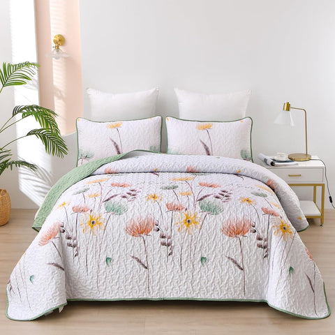 3-Piece Quilt Bedspread Set Queen Size Lightweight Reversible Polyester - SuperSaverAU - view 1