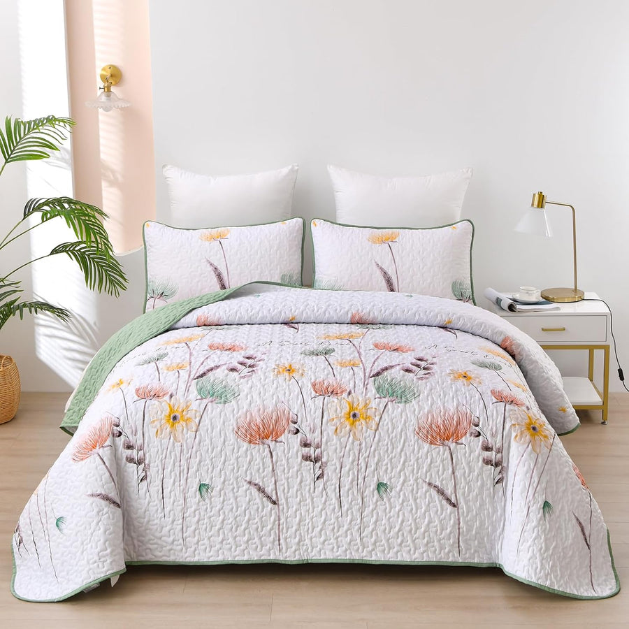 3-Piece Quilt Bedspread Set Queen Size Lightweight Reversible Polyester - SuperSaverAU - view 1