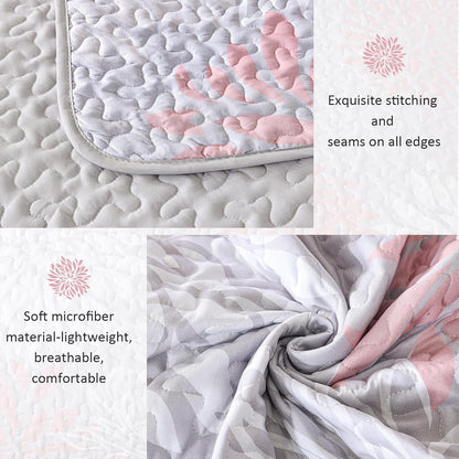 3-Piece Quilt Bedspread Set Queen Size Lightweight Reversible Patchwork Design