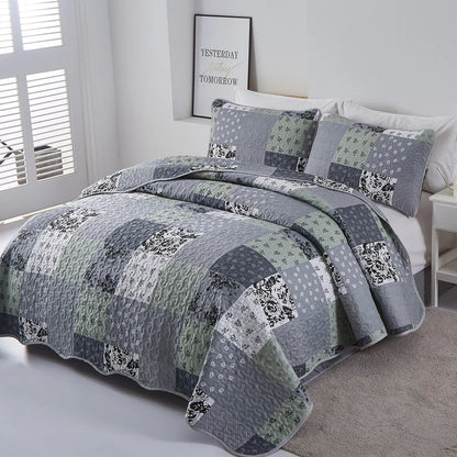 3-Piece Quilt Bedspread Set Queen Size Lightweight Reversible Polyester