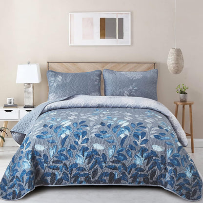 3-Piece Quilt Bedspread Set Queen Size Coverlet Lightweight Reversible