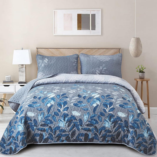 3-Piece Quilt Bedspread Set Queen Size Coverlet Lightweight Reversible