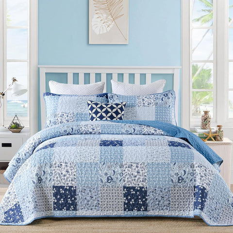 Premium Charming Reversible Quilt Bedspread Set - Queen