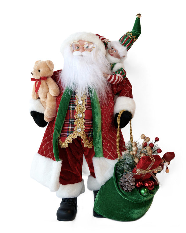 LUXURY SANTA WITH BEAR & ELF 61CM - SuperSaverAU - view 1