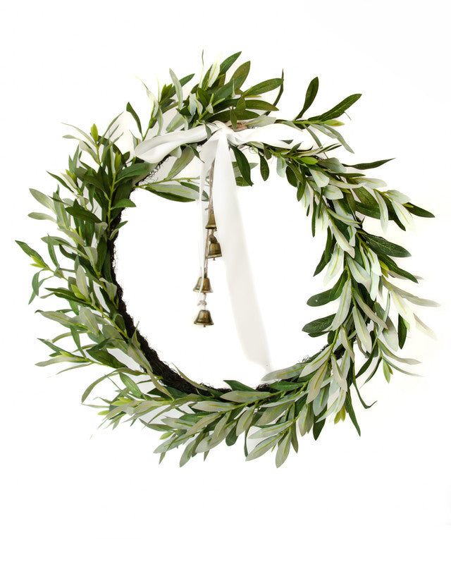 OLIVE WREATH WITH BOW & BELL 61CM - SuperSaverAU - view 1