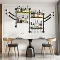 Premium Industrial Pipe Wine Rack Floating Shelf with Glass Holder