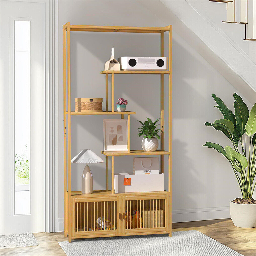 6 Tier Freestanding Bamboo Storage Shelf Bookshelf Plant Stand for Home Office