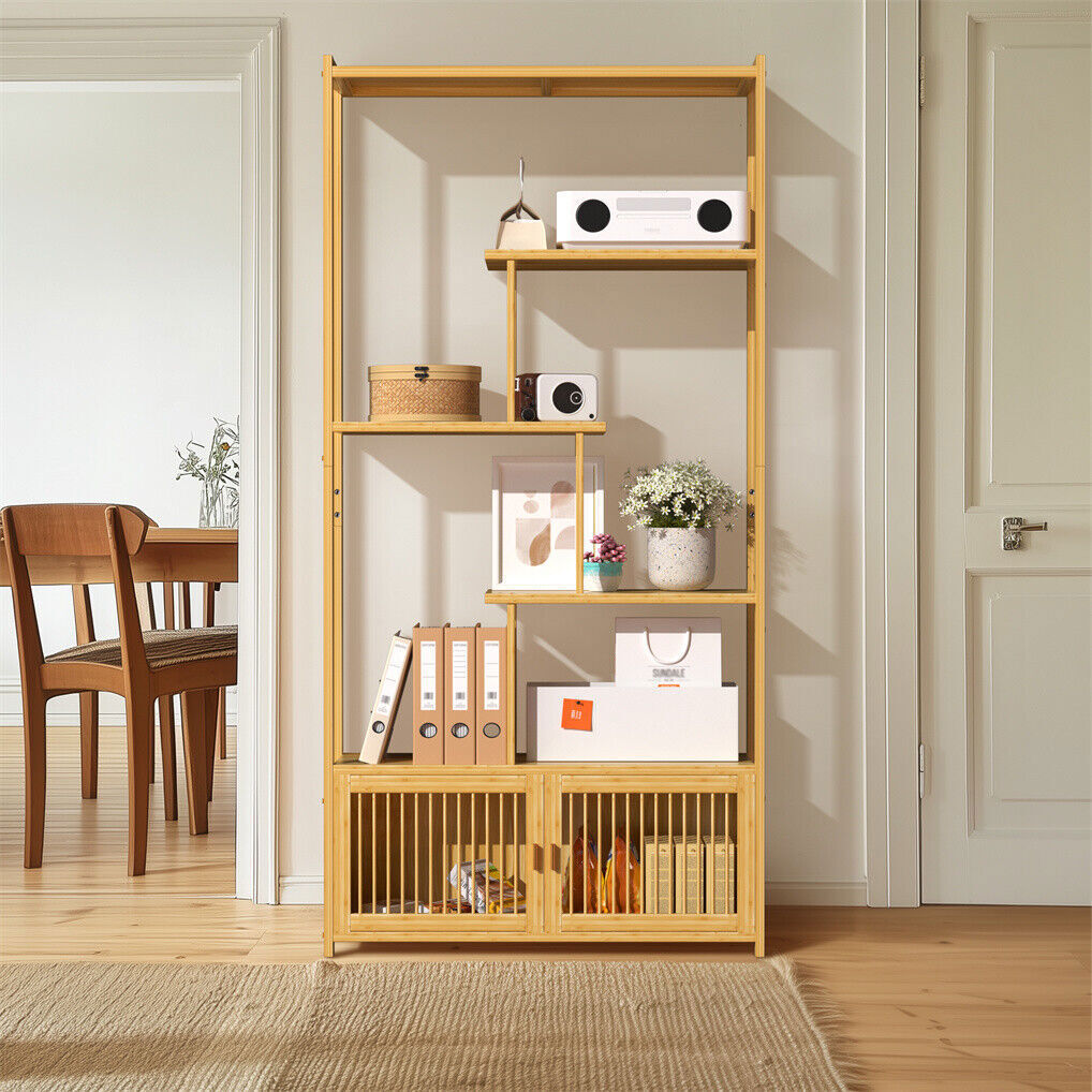 6 Tier Freestanding Bamboo Storage Shelf Bookshelf Plant Stand for Home Office