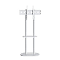 Premium White Marble Textured Floor TV Stand for 40-75 Inch TVs