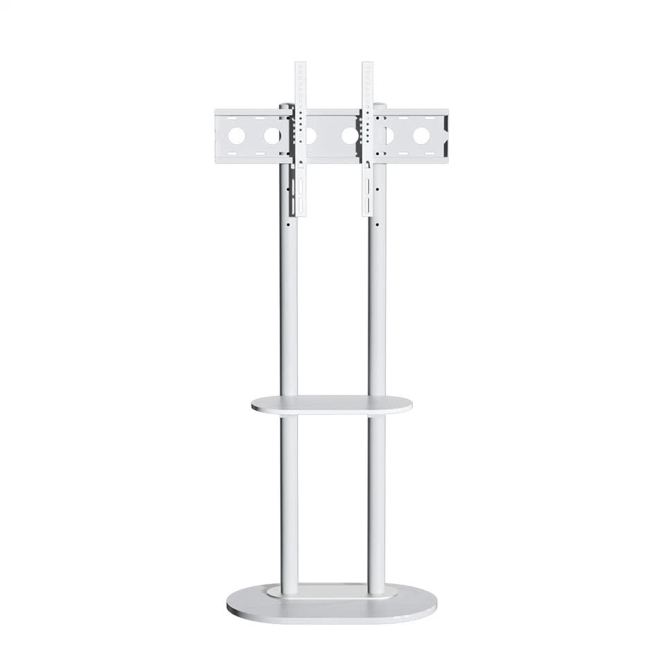 Premium White Marble Textured Floor TV Stand for 40-75 Inch TVs