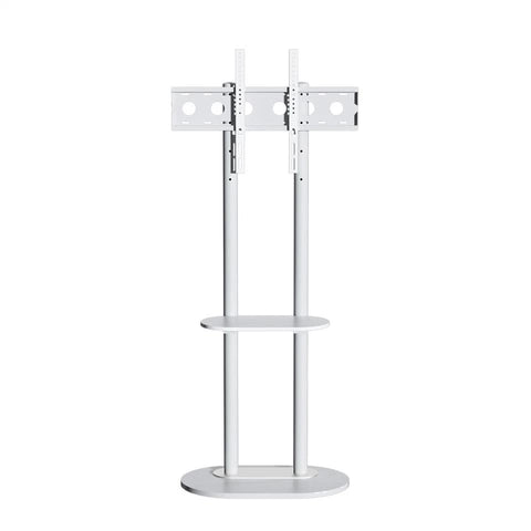 Premium White Marble Textured Floor TV Stand for 40-75 Inch TVs