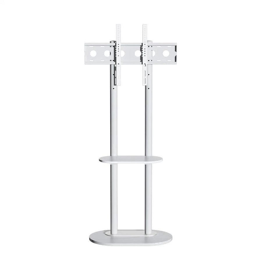Premium White Marble Textured Floor TV Stand for 40-75 Inch TVs