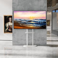 Premium White Marble Textured Floor TV Stand for 40-75 Inch TVs