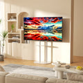 Premium White Marble Textured Floor TV Stand for 40-75 Inch TVs
