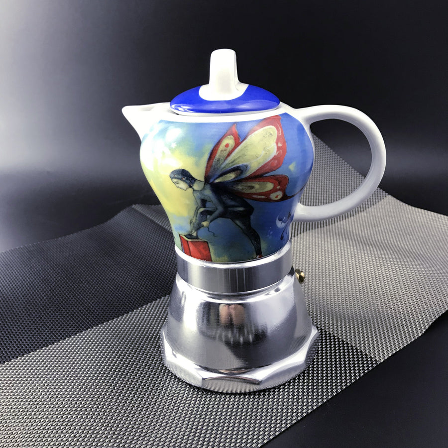 Premium Fairy Vintage Ceramic Stovetop Espresso Maker 200ml